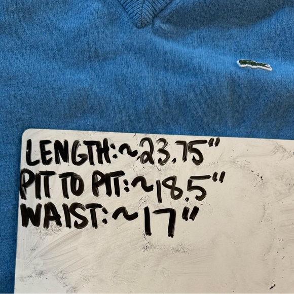 Lacoste Wool V Neck Sweater Mens Medium Logo Vintage Y2K Retro Preppy 80s 90s - Picture 2 of 8